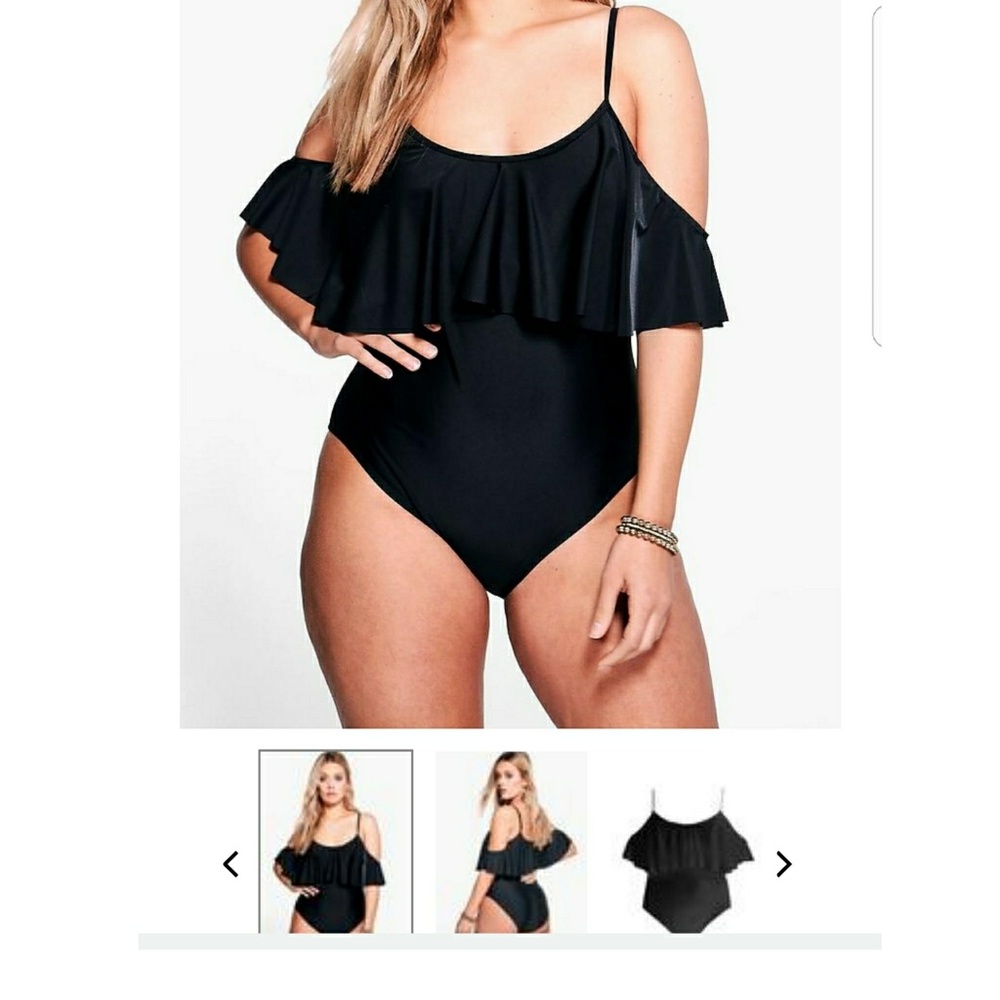 Plus size Drape sleeve one piece swimsuit